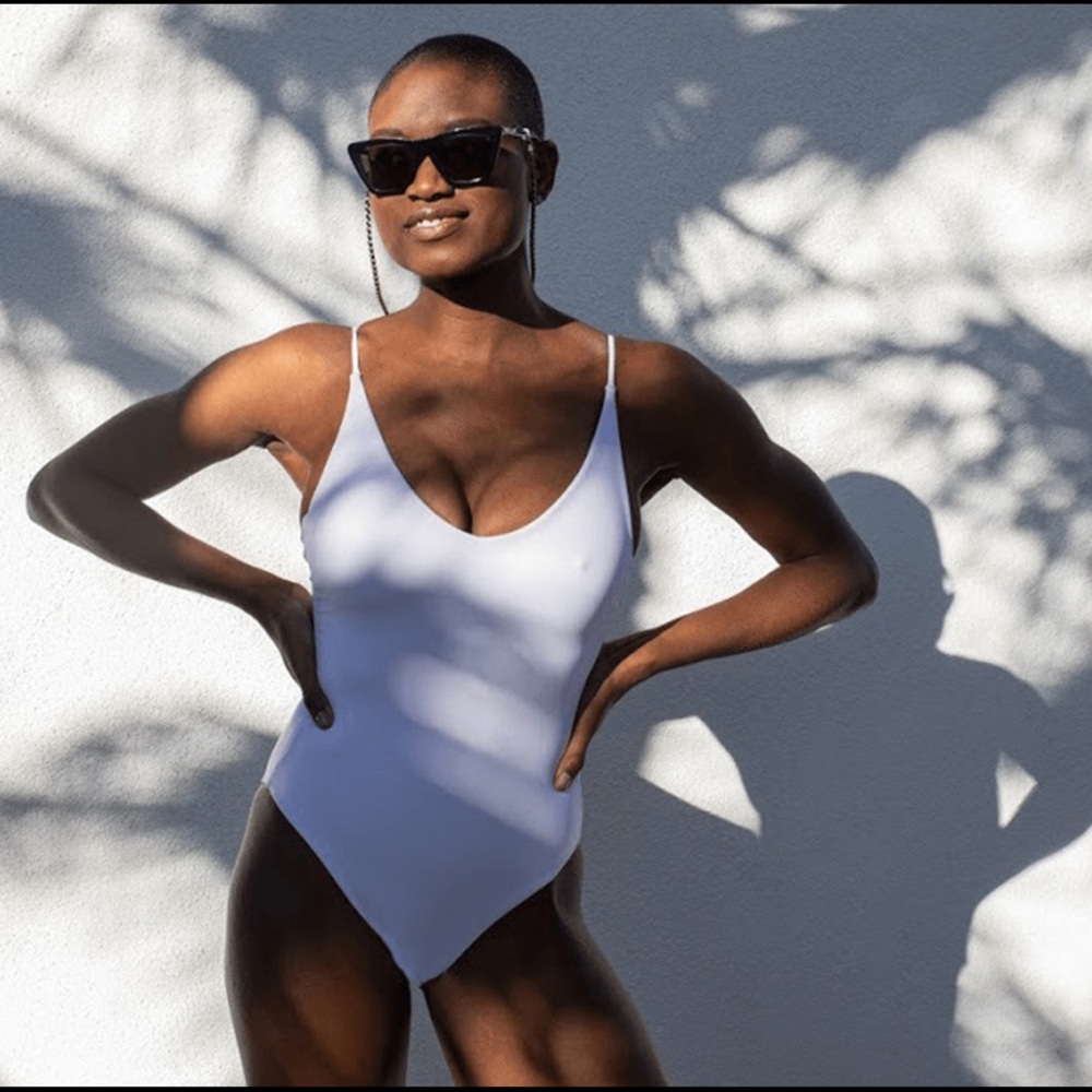 Left on Friday “Sunday” White Bathing Suit